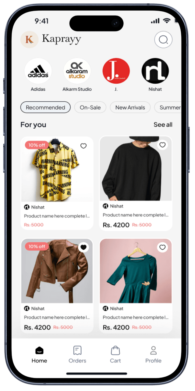 Kaprayy App Home Screen